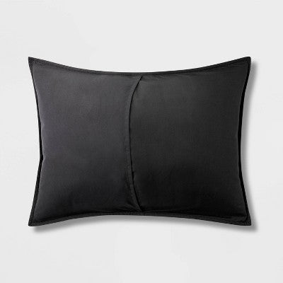 Box Stitch Microfiber Kids' Sham Black - Pillowfort: Standard Size, Polyester, OEKO-TEX Certified, Boys' Pillow Shams