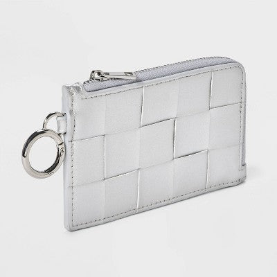 L-Zip Card Case - A New Day Silver: Shell, Solid Pattern, Zip Closure, 3.25" x 5" x 0.625"