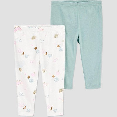 Carter's Just One You? Baby Girls' 2pk Pants - Green/White 9M