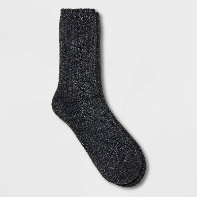 Women's Flecked Rib Supersoft Crew Boot Socks - Universal Thread Black 4-10