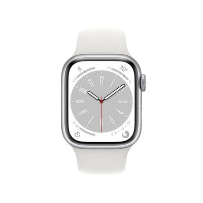 Apple Watch Series 8 GPS + Cellular 45mm Silver Aluminum Case with White Sport Band - S/M