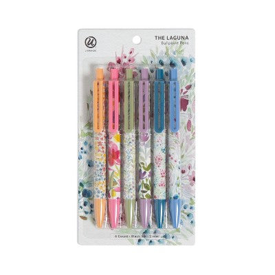 U Brands 6pk Ballpoint Pens Black Ink Laguna Bountiful Bouquet