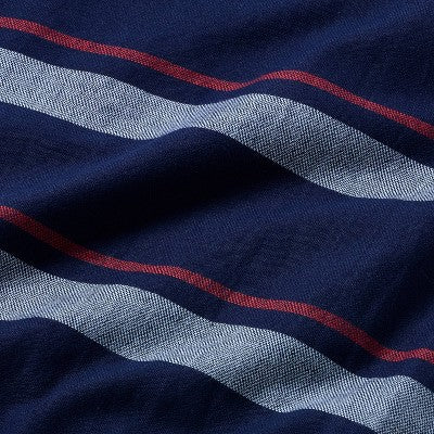 36"x72" Jacquard Lightweight Striped Oversized Beach Towel with Knotted Fringe Navy Blue - Room Essentials