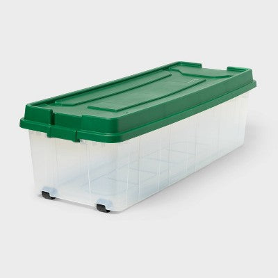 200qt Latching ChristmasTree Box Clear Base with Lid and Latch Green - Brightroom (LOCAL PICKUP ONLY)