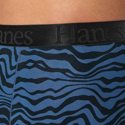 Hanes Originals Premium Men's SuperSoft Trunks 3pk - Blue/Black L: Lightweight, Tagless, Moisture Wicking, Stretch Knit Fabric