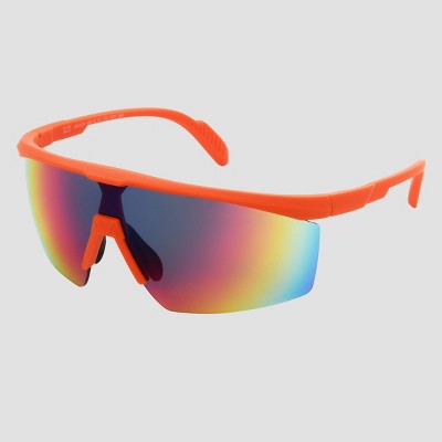 Men's Rubberized Plastic Shield Sunglasses - All In Motion Neon Red