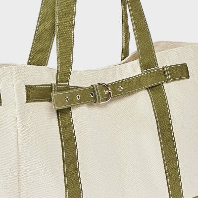 Canvas Large Belted Tote Bag - Universal Thread Green