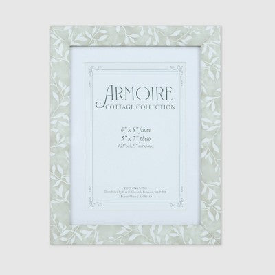 Armoire Cottage Collection 6"x 8" Matted to 5"x7" Taupe Vine with White Mat Table Frame