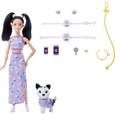 Barbie Twinning Looks Fashion Doll with Pet Dog