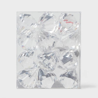 12pc Acrylic Diamond Christmas Tree Ornament Set Clear - Wondershop