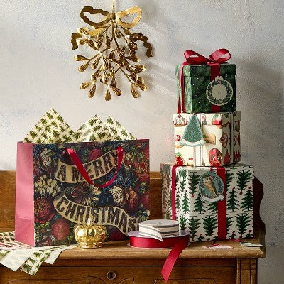 John Derian for Target Large Vogue Gift Bag Merry Christmas Floral