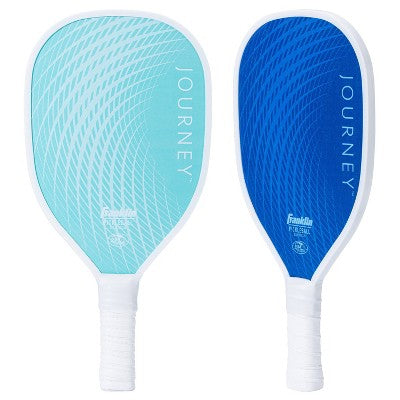 Franklin Sports 2 Player Journey Paddle Ball Set in Mesh Bag - Navy/Turquoise: Wood, 11.75" Head
