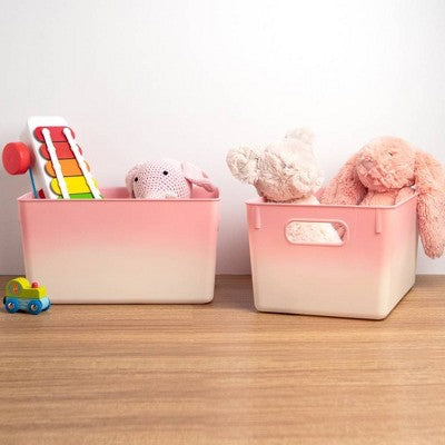 Isaac Jacobs 2pk 7"x8.11" Decorative Storage Ombre Bin Pink
