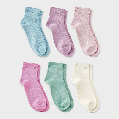Girls' 6pk Super Soft Ankle Socks - Cat & Jack Blue M