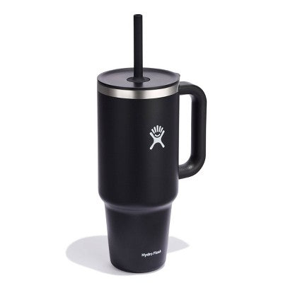 Hydro Flask 40oz All Around Travel Straw Tumbler - Black: Double-Wall, BPA-Free, Spillproof