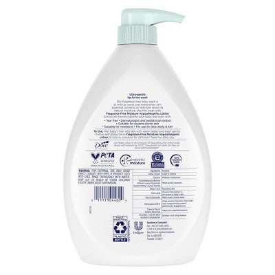 Baby Dove Fragrance Free Moisture Baby Body Wash & Shampoo Hypoallergenic for Eczema-Prone Skin - 34 fl oz