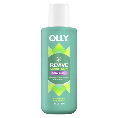 OLLY Revive Mood and Skin Vitamin-Infused Mini Body Wash - Travel Size - Neroli Dew - 3 fl oz: Paraben-Free, Sulfate-Free, Gel Form