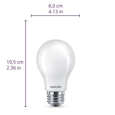 Philips UltraDef LED 40W Frosted Daylight A19 4P: Dimmable 450 Lumens, 5000K, Energy Star Certified, 13.7-Year Life, 4-Pack