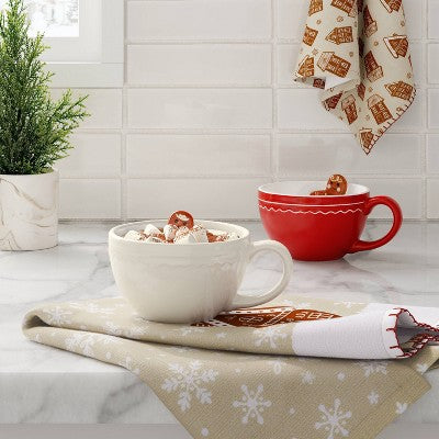 13 fl oz Christmas Stoneware Gingerbread Peek-a-boo Mug Ivory - Wondershop