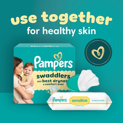 Pampers Swaddlers Sensitive Disposable Diapers Massive Pack - Size 4 - 164ct: 15 to 34 Lbs, Polypropylene, Spandex