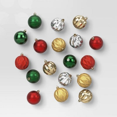 100pc Shatter-Resistant Round Christmas Tree Ornament Set Red/Gold/Green/Silver - Wondershop