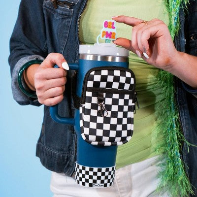 CharCharms Check Water Bottle Boot White/Black