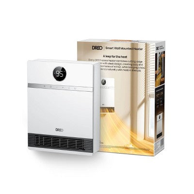 DREO 1500W Wall-Mounted Ceramic Heater Ultra-Quiet Smart Control and ECO Mode 30 Manual Oscillation with Alexa Compatible White