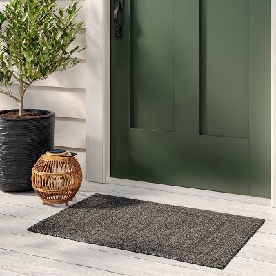 2'x3' Natural Woven Rectangular Braided Outdoor Area Rug Heathered Charcoal - Threshold (LOCAL PICKUP ONLY)