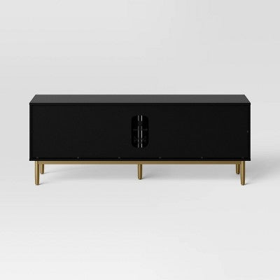 Ellery Luxe TV Stand for TVs up to 60" Black - Threshold: Gold-Finish Legs, Wood Frame, Storage (LOCAL PICKUP ONLY)