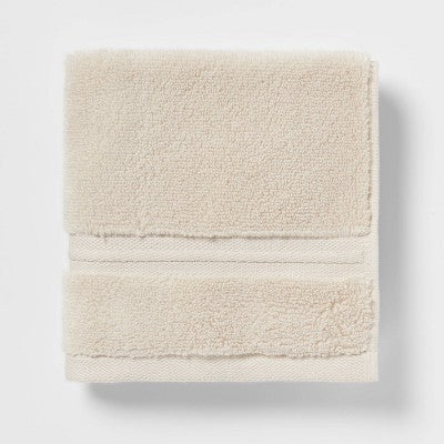 4pk Spa Plush Washcloth Set Ivory - Threshold
