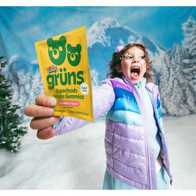 Gruns Kids Sugar Free Superfoods Greens Gummies with Prebiotic Fiber - 240g/12 Servings