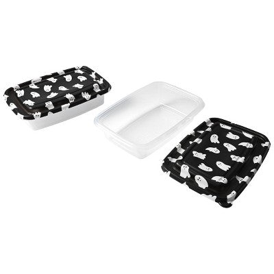 Cook With Color 6pc Halloween Ghosts Rectangular Food Storage Container Set