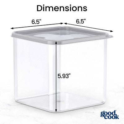 GoodCook 3qt 2pc Wide Square + Lid Food Storage Containers Gray: Stackable Design, Measurement Markings