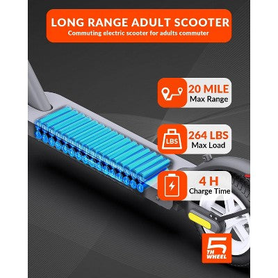 5TH WHEEL V30PRO Electric Scooter - 700W Peak, 18 mph, 20 Mile Range, 265 lbs Capacity, 10" Solid Tires, with Turn Signals (LOCAL PICKUP ONLY)
