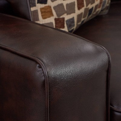 73" Palisades Sofa Chestnut Brown - Serta: Bonded Leather Upholstery, Wood Frame, Seats 2 (LOCAL PICKUP ONLY)
