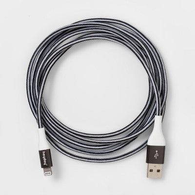 6' Lightning to USB-A Braided Cable - heyday Black/White/Gunmetal: Charging Cord for iPhone