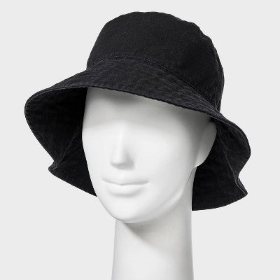 Reversible Bucket Hat - Universal Thread Black: Cotton, Midweight Fabric, Pull-On, Solid Pattern, One Size, Hand Wash