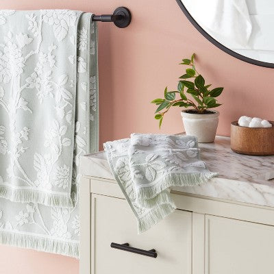 Texture Floral Hand Towel Green - Threshold