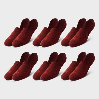 Pair of Thieves Men's 6pk No Show Socks - Dark Red 6-12