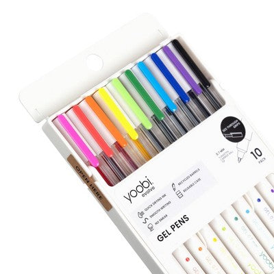 Yoobi Evolve 10pk Gel Pens See-Through Barrel 0.7mm color Ink