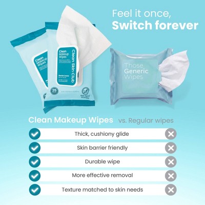 Clean Skin Club Makeup Facial Cleansing Wipes Blemish Control - 25ct