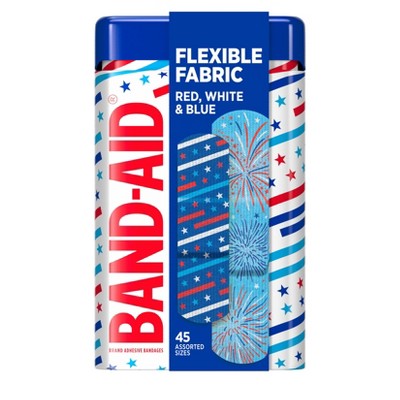 Band-Aid Stars 'n Stripes Tin Adhesive Bandages - 45ct