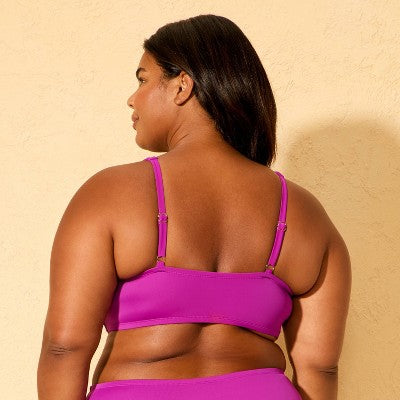 Women's Tie-Front Longline Bikini Top - Shade & Shore Purple 2X