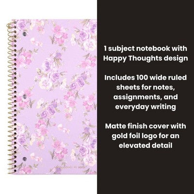LoveShackFancy x Target - Yoobi Happy Thoughts Wide Ruled 1 Subject Notebook Hibiscus