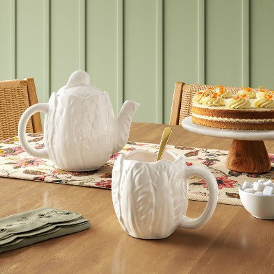 34 fl oz Stoneware Radicchio Teapot White - Threshold