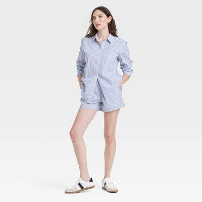 Women's Long Sleeve Button-Down Shirt Universal Thread Striped M