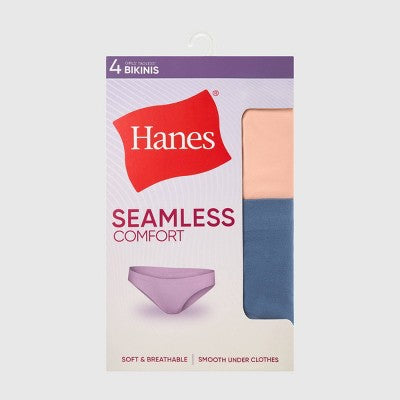 Hanes Girls' 4pk Tween Seamless Bikini Underwear - Blue/Pink XL
