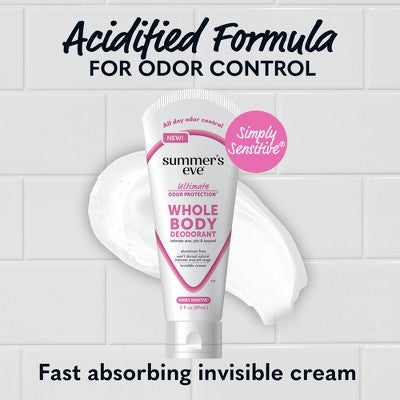 Summer's Eve Ultimate Odor Protection Whole Body Deodorant - Simply Sensitive - 3 fl oz