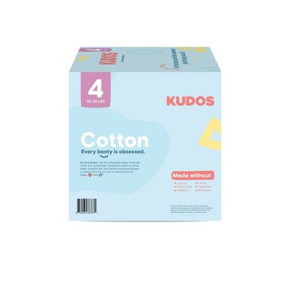 Kudos Chlorine Free Cotton-Lined Disposable Diapers - Size 4 - 52ct