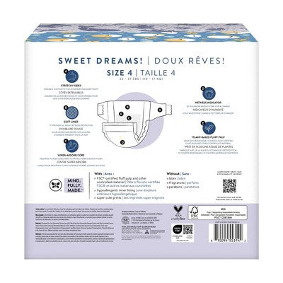 The Honest Company Clean Conscious Disposable Overnight Diapers Cozy Cloud + Star Signs - Size 4 - 48ct